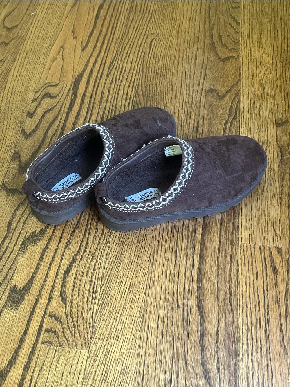 American Exchange Kids Dark Brown Suede Slip-On with Braided Trim